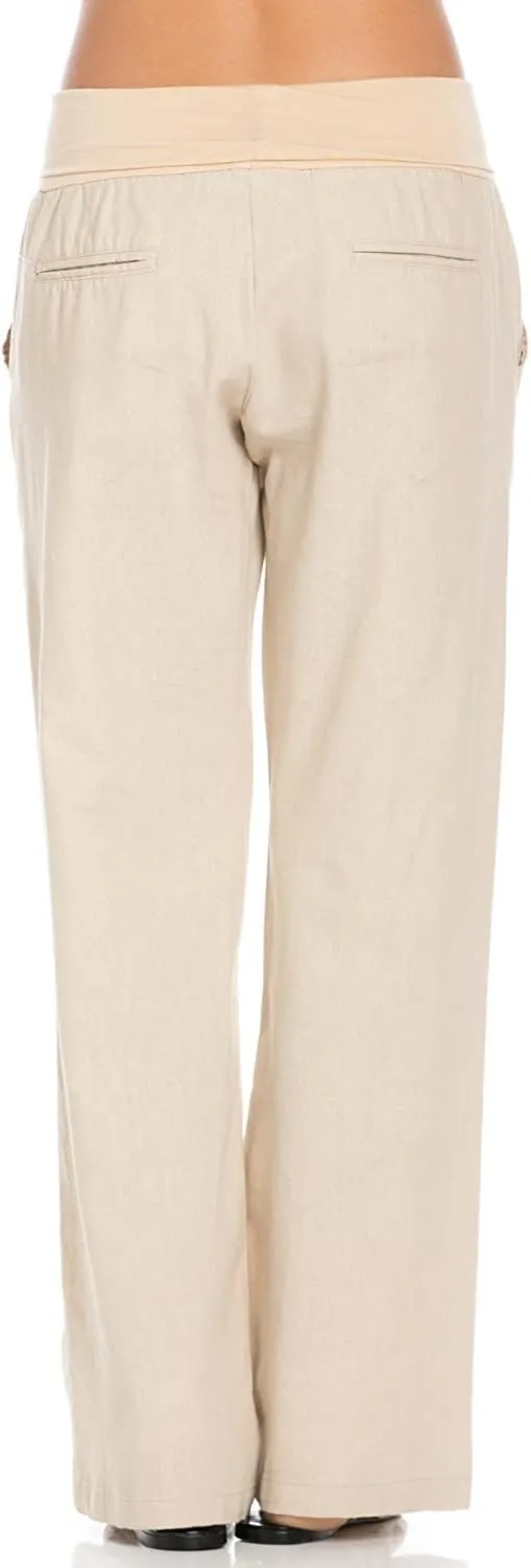 Women's Comfy Fold Over Linen Pants
