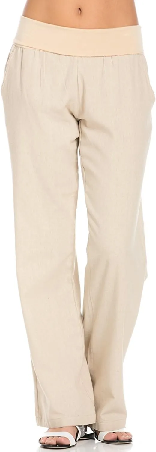 Women's Comfy Fold Over Linen Pants
