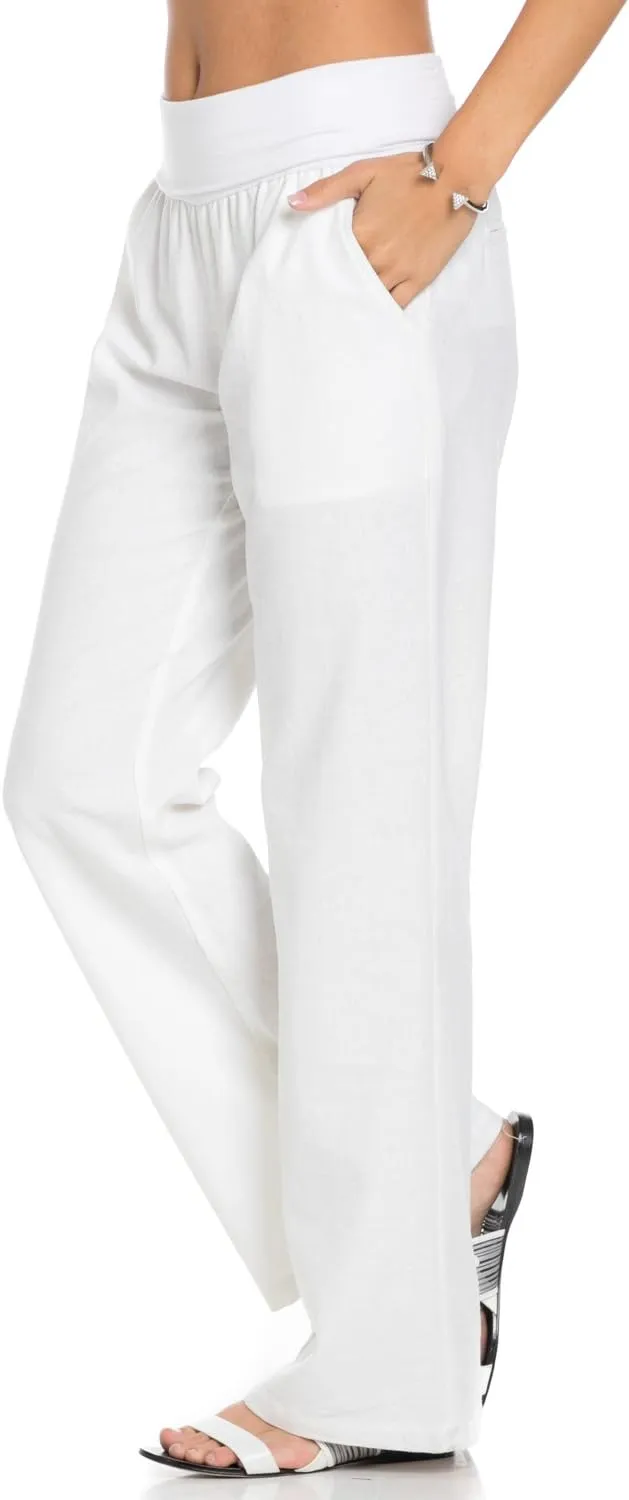 Women's Comfy Fold Over Linen Pants