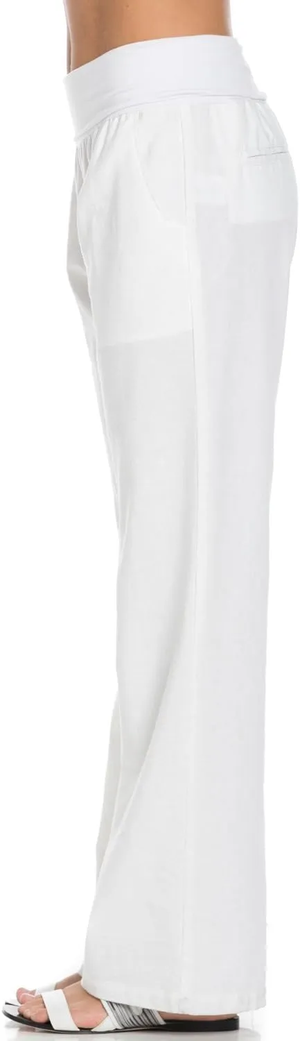 Women's Comfy Fold Over Linen Pants