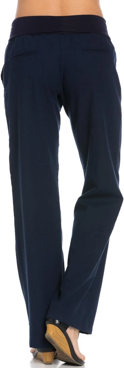 Women's Comfy Fold Over Linen Pants