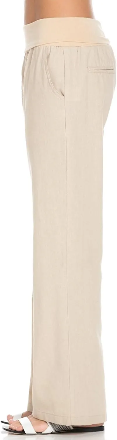 Women's Comfy Fold Over Linen Pants