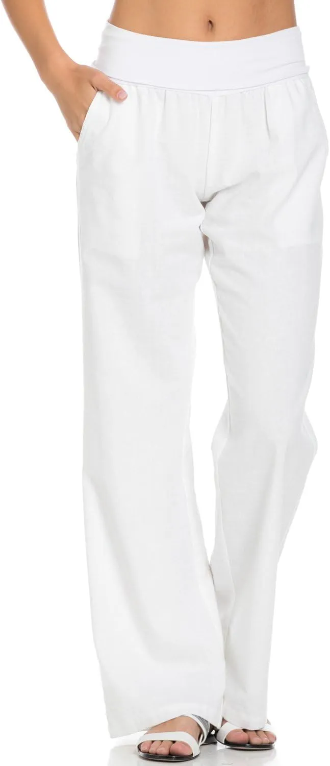 Women's Comfy Fold Over Linen Pants