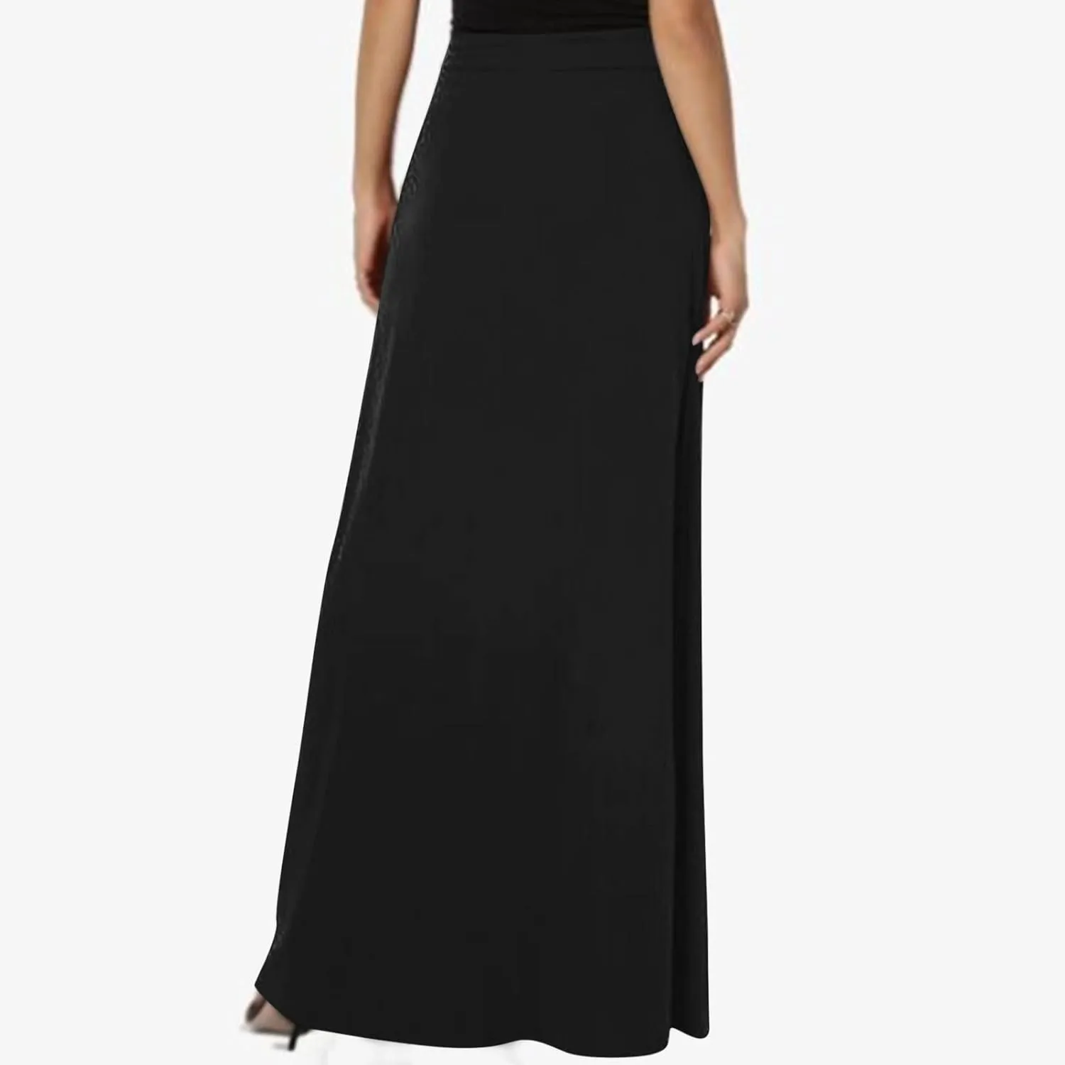 Women's Drawstring High Waist Maxi Skirts with Pockets Dressy Solid A Line Long Skirts Casual Slim Fit Pencil Skirt