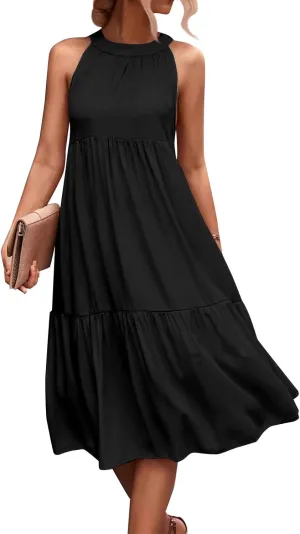 Womens Dresses Patchwork High Waisted Loose Swing Womens Dresses Tea Party Dresses for Woman Maxi