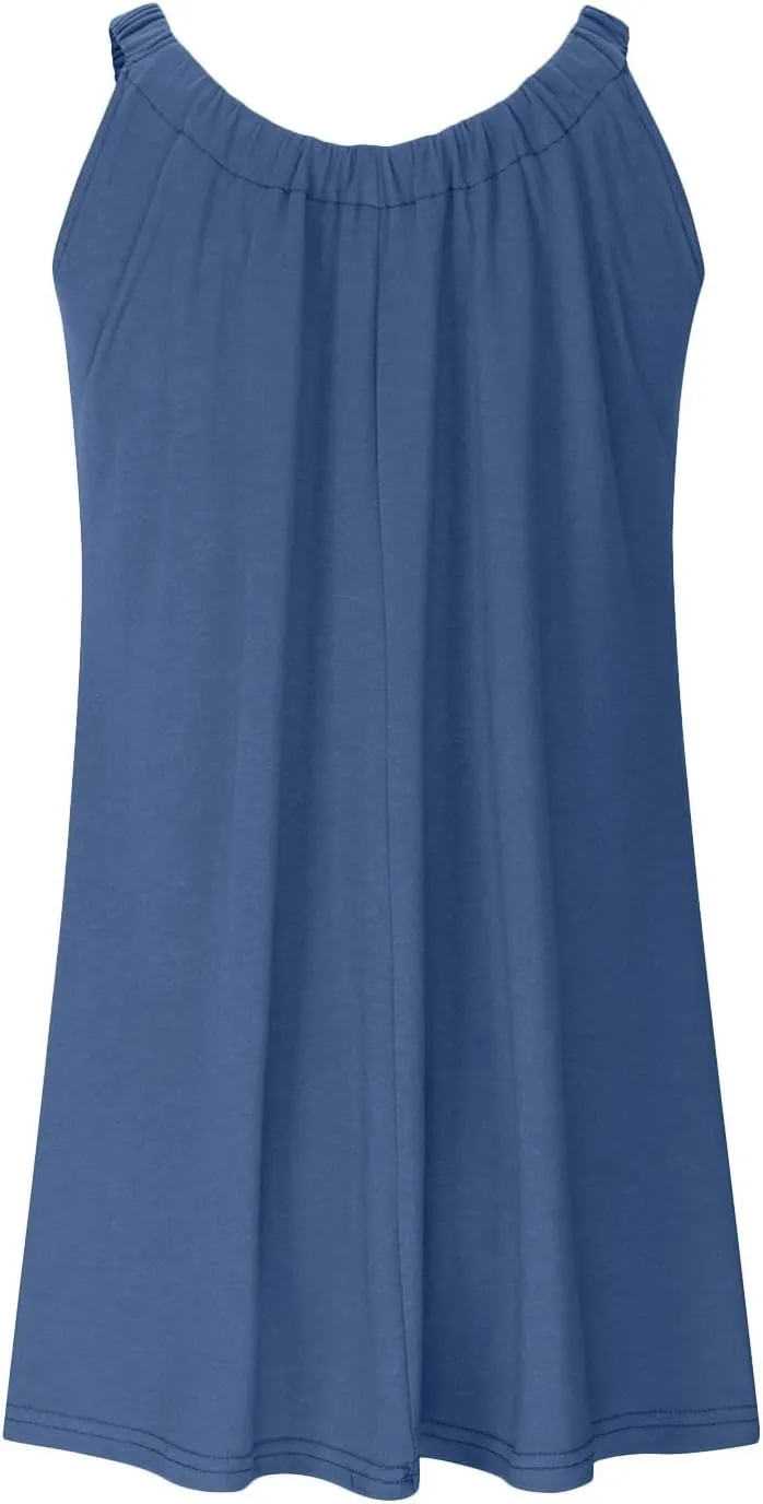 Womens Dresses Simple Solid Color Flared Sundresses Spaghetti Strap Casual Vacation Short Dresses