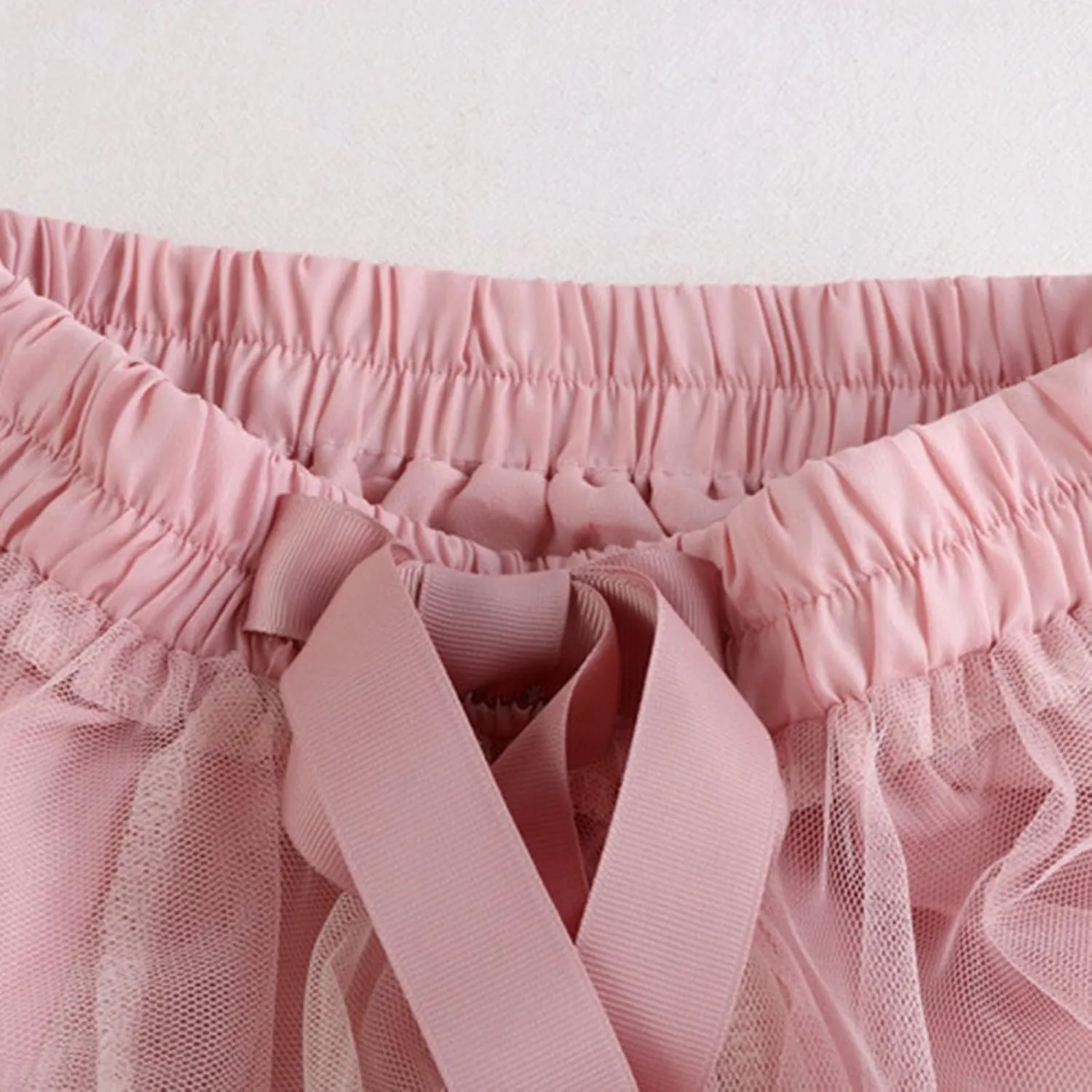 Women's Flowy Tulle Pleated Skirt Cute Bowtie High Waist Midi Length Skirts Color Block Tutu Skirt