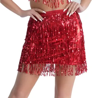 Women's Fringe Skirt Sequin Sparkly Comfort Skirt High Waisted Party Y2K Layered Nightwear Outfits 2025 New