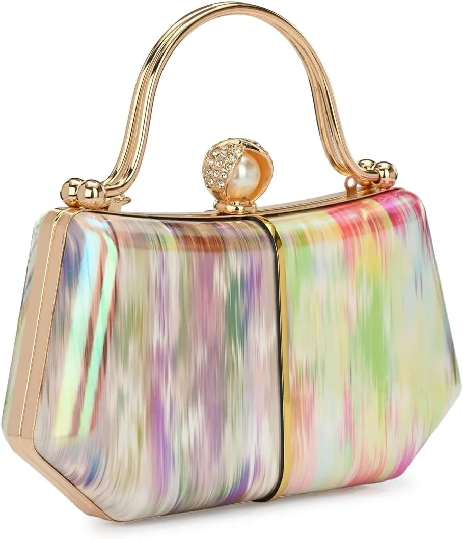 Women's Handcrafted Beautiful Bling Box Clutch Bag