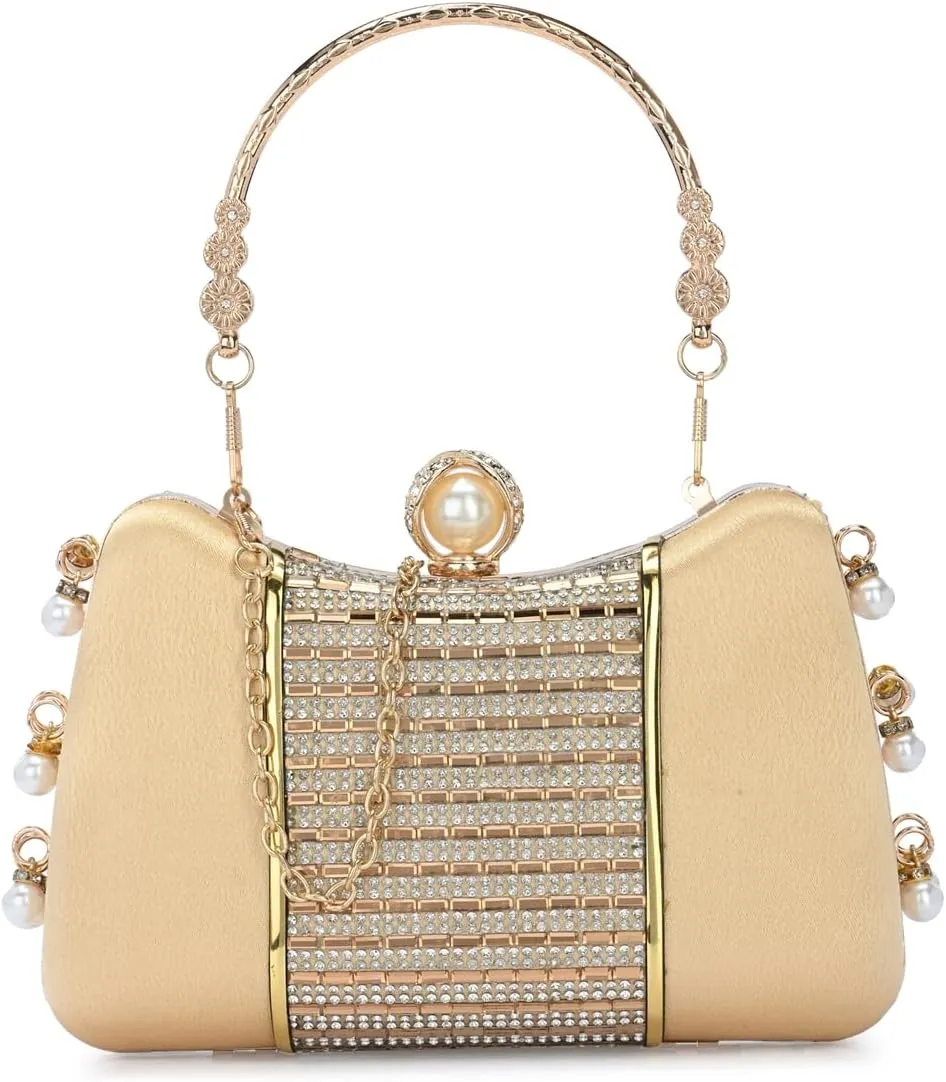 Women's Handcrafted Beautiful Bling Box Clutch Bag
