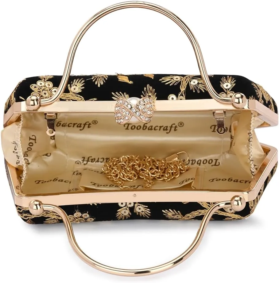 Women's Handcrafted Beautiful Bling Box Clutch Bag
