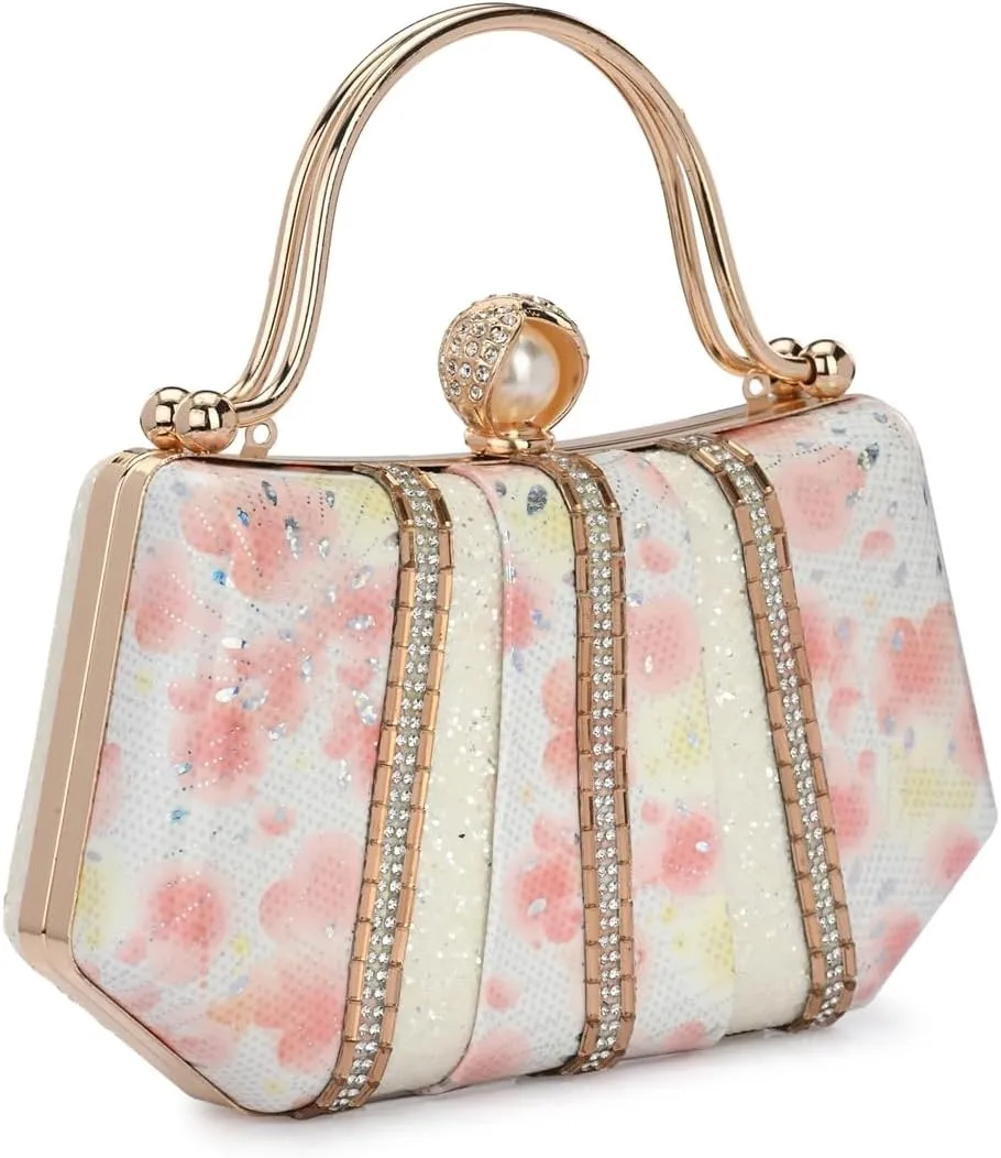 Women's Handcrafted Beautiful Bling Box Clutch Bag