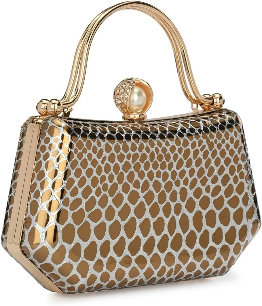 Women's Handcrafted Beautiful Bling Box Clutch Bag