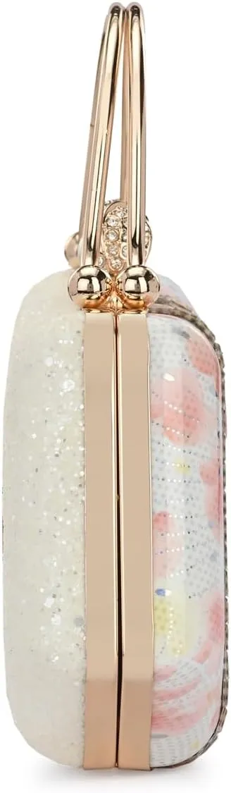 Women's Handcrafted Beautiful Bling Box Clutch Bag
