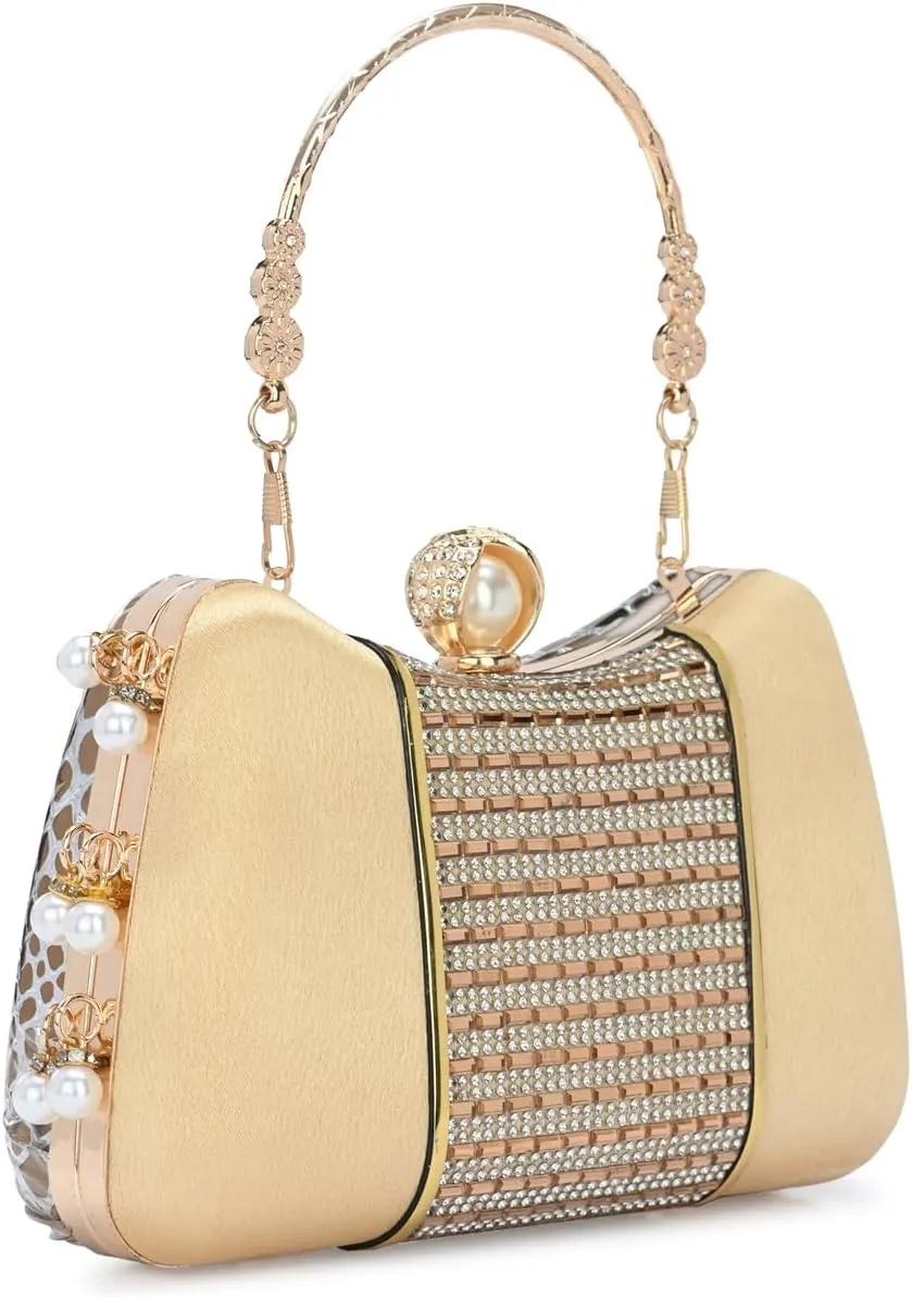 Women's Handcrafted Beautiful Bling Box Clutch Bag
