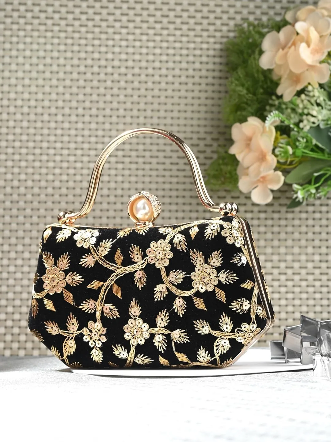 Women's Handcrafted Beautiful Bling Box Clutch Bag