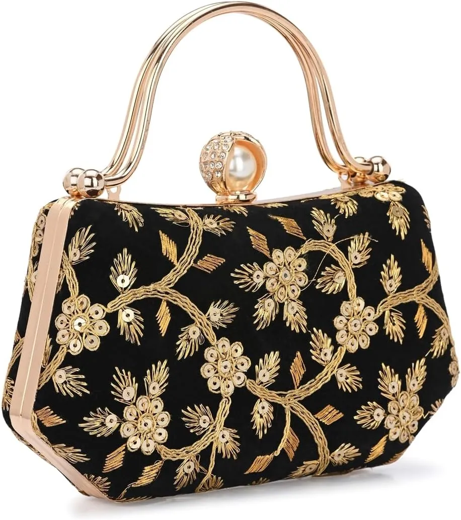 Women's Handcrafted Beautiful Bling Box Clutch Bag