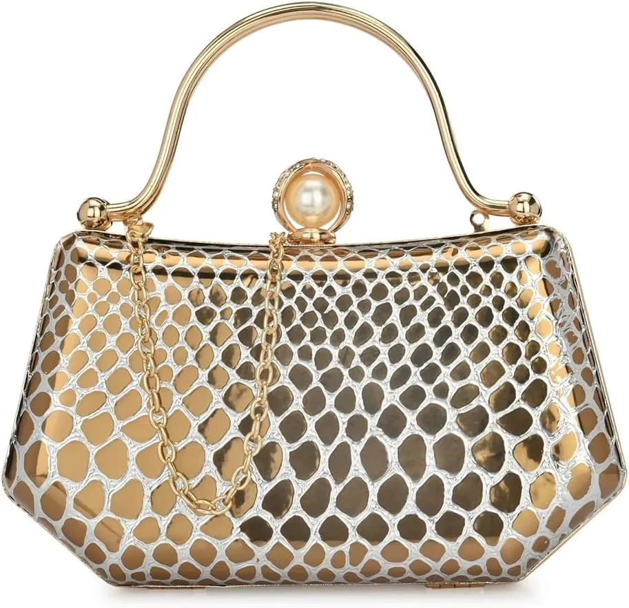 Women's Handcrafted Beautiful Bling Box Clutch Bag