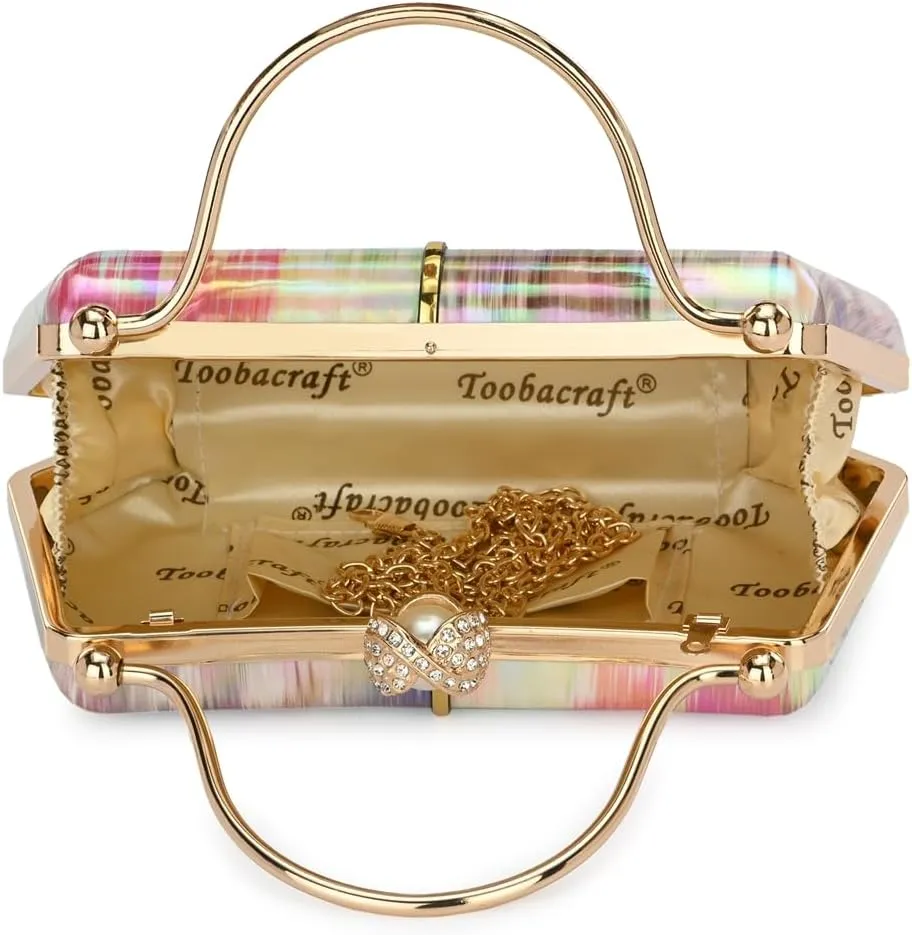 Women's Handcrafted Beautiful Bling Box Clutch Bag