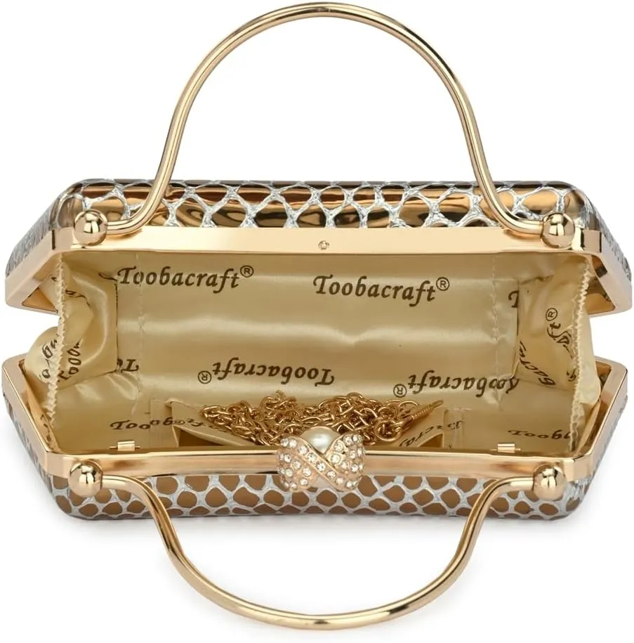 Women's Handcrafted Beautiful Bling Box Clutch Bag