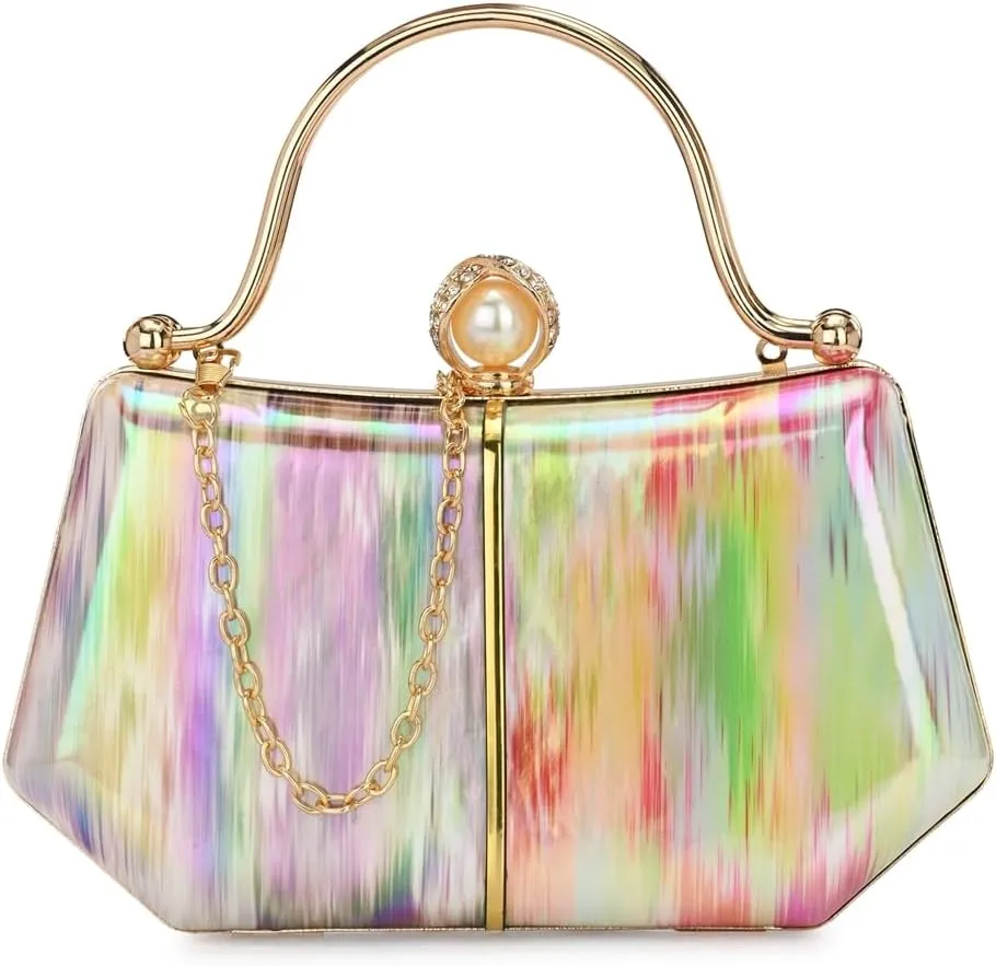 Women's Handcrafted Beautiful Bling Box Clutch Bag