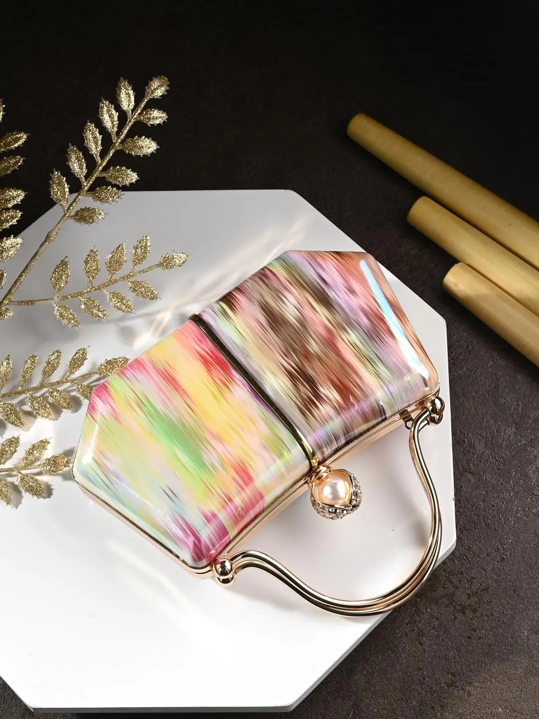 Women's Handcrafted Beautiful Bling Box Clutch Bag
