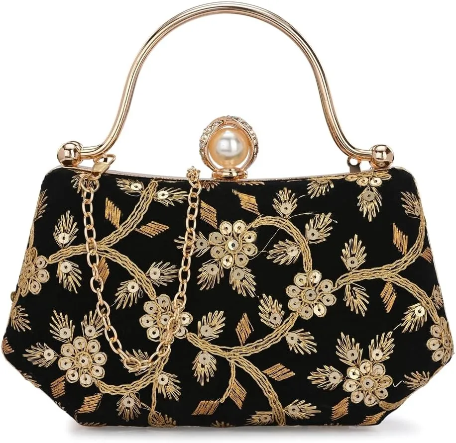 Women's Handcrafted Beautiful Bling Box Clutch Bag