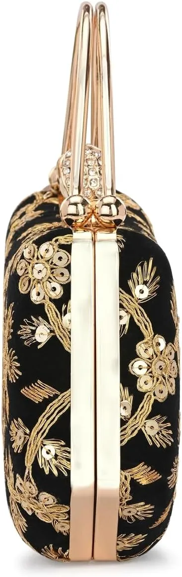 Women's Handcrafted Beautiful Bling Box Clutch Bag