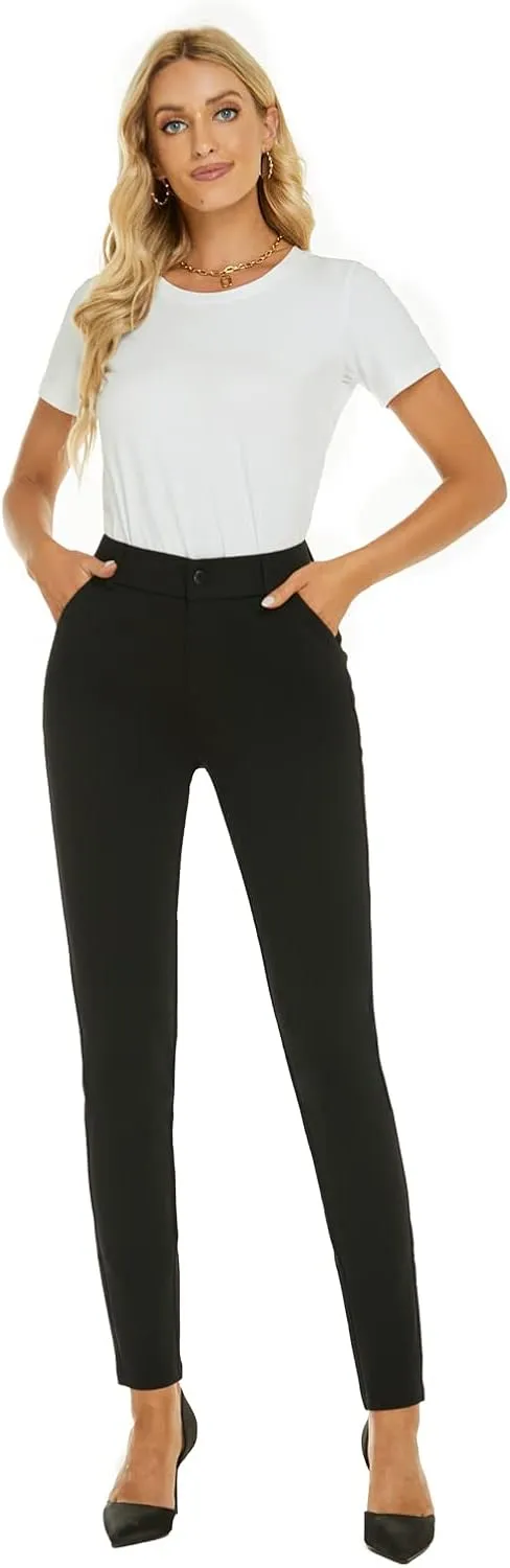 Women's High Waist Skinny Comfy Stretchy Work Pants with Pockets