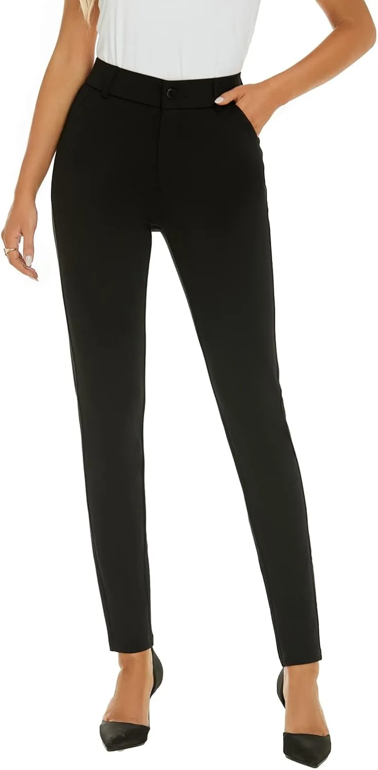 Women's High Waist Skinny Comfy Stretchy Work Pants with Pockets