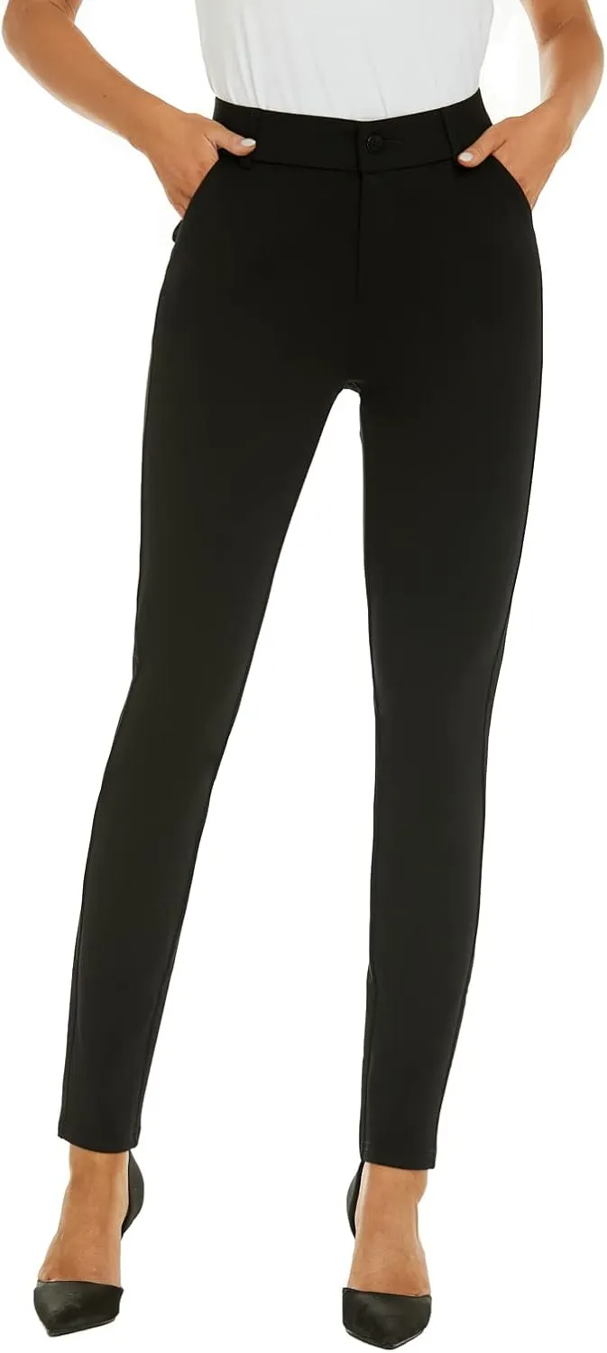 Women's High Waist Skinny Comfy Stretchy Work Pants with Pockets
