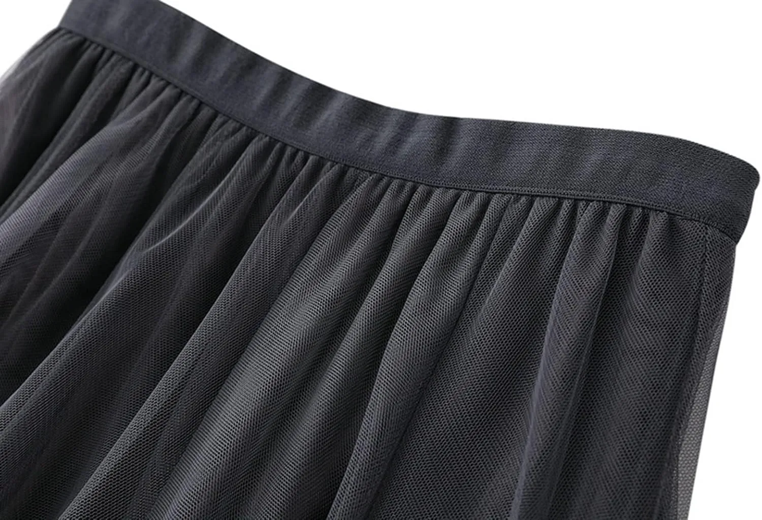 Women's Layered Maxi Skirt, Elastic Waist A Line Tutu Tulle Skirt Pleated Petticoat