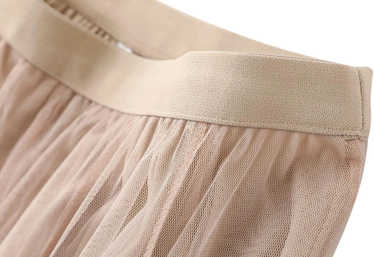 Women's Layered Maxi Skirt, Elastic Waist A Line Tutu Tulle Skirt Pleated Petticoat