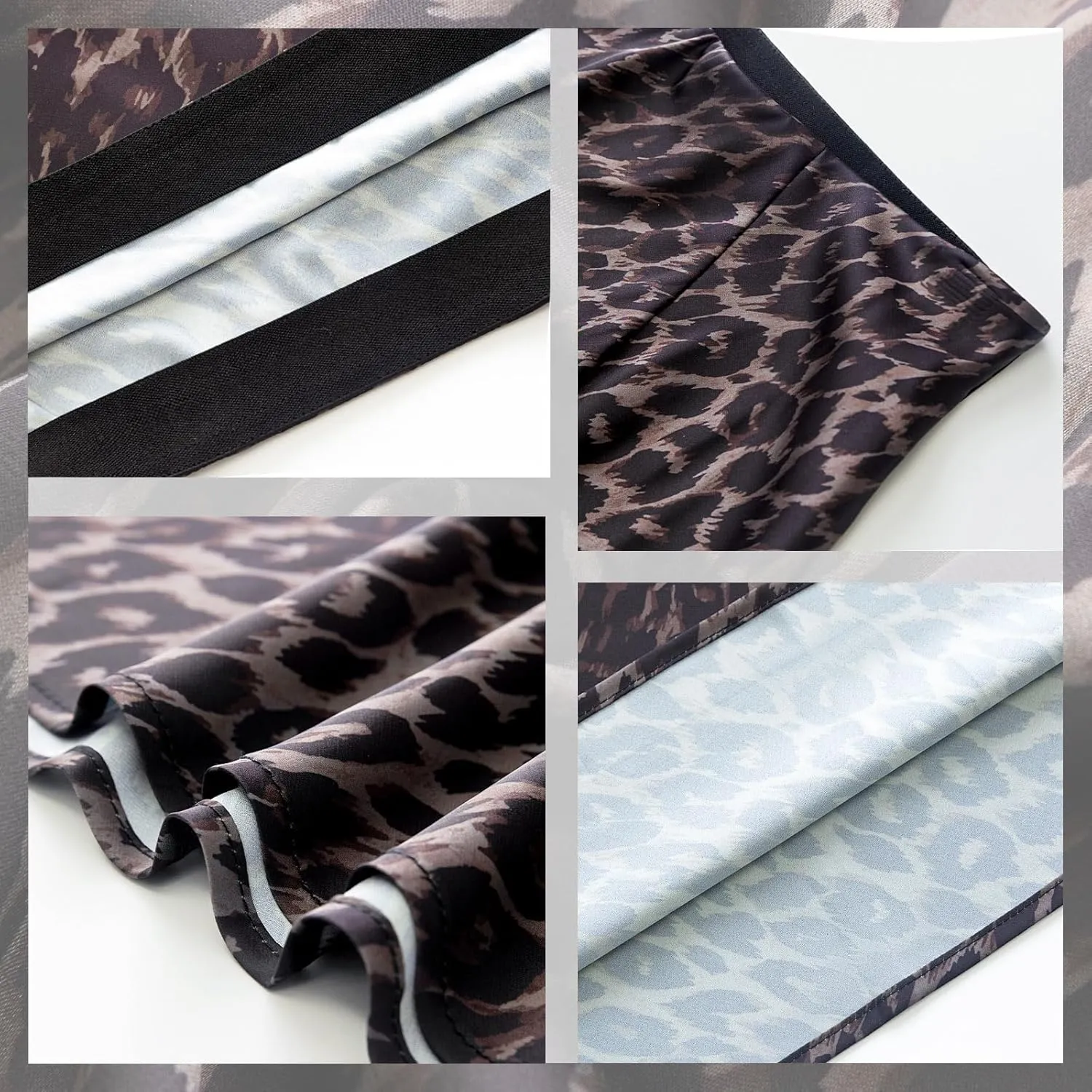 Womens Leopard Print Skirt Midi Long Length Silk Satin High Waist Elastic Skirts