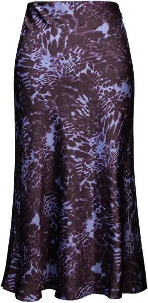 Womens Leopard Print Skirt Midi Long Length Silk Satin High Waist Elastic Skirts