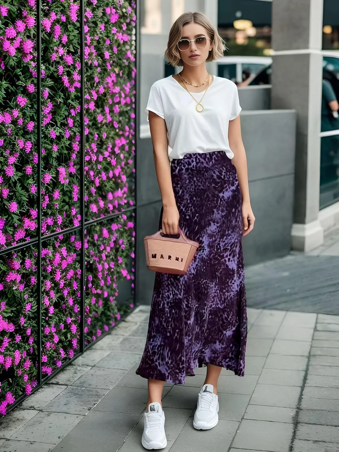 Womens Leopard Print Skirt Midi Long Length Silk Satin High Waist Elastic Skirts