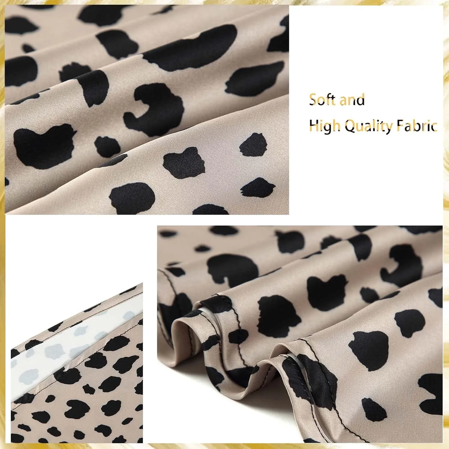 Womens Leopard Print Skirt Trendy Summer Midi Long Length Silk Satin High Waist Elastic Skirts