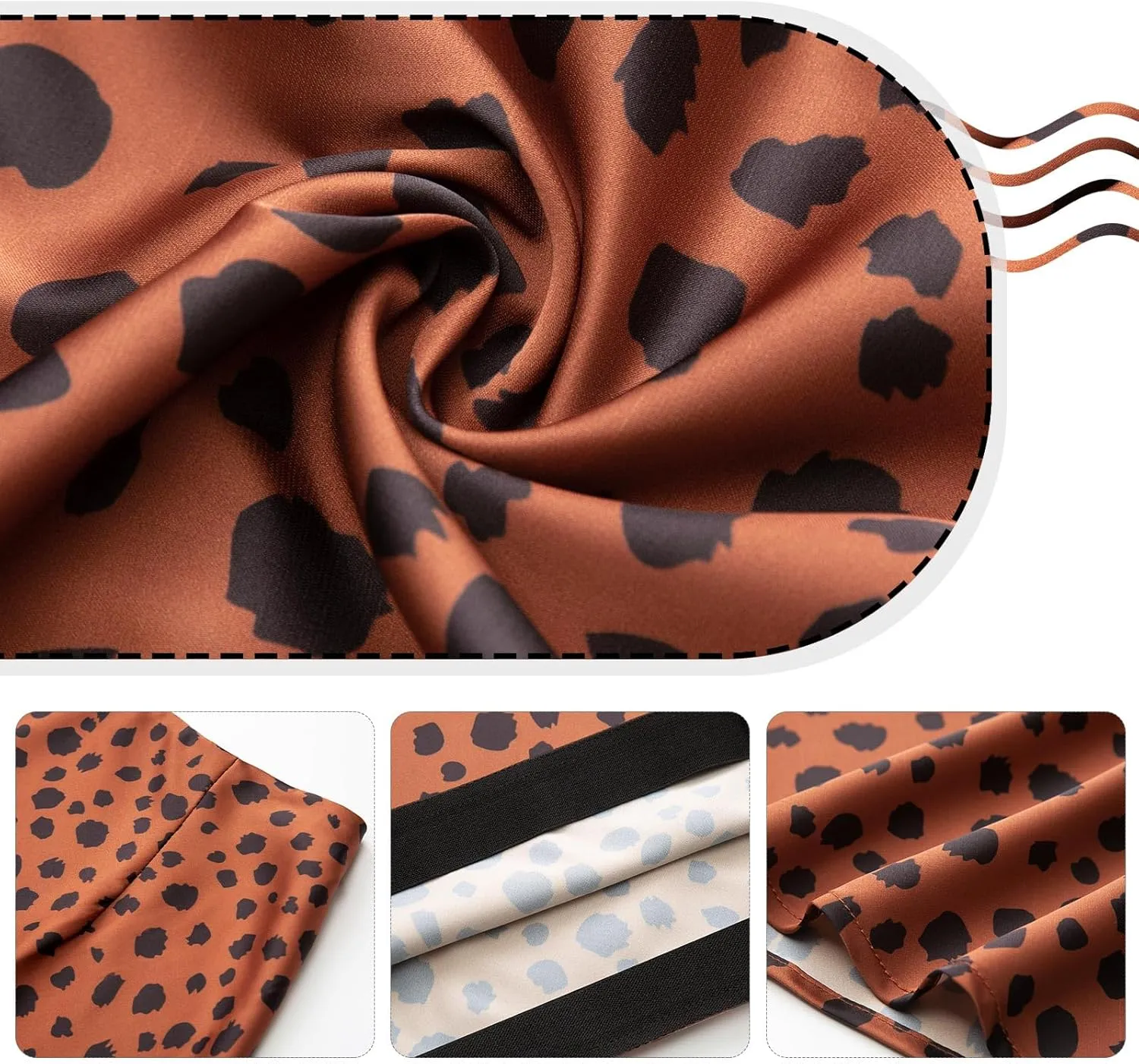 Womens Leopard Print Skirt Trendy Summer Midi Long Length Silk Satin High Waist Elastic Skirts
