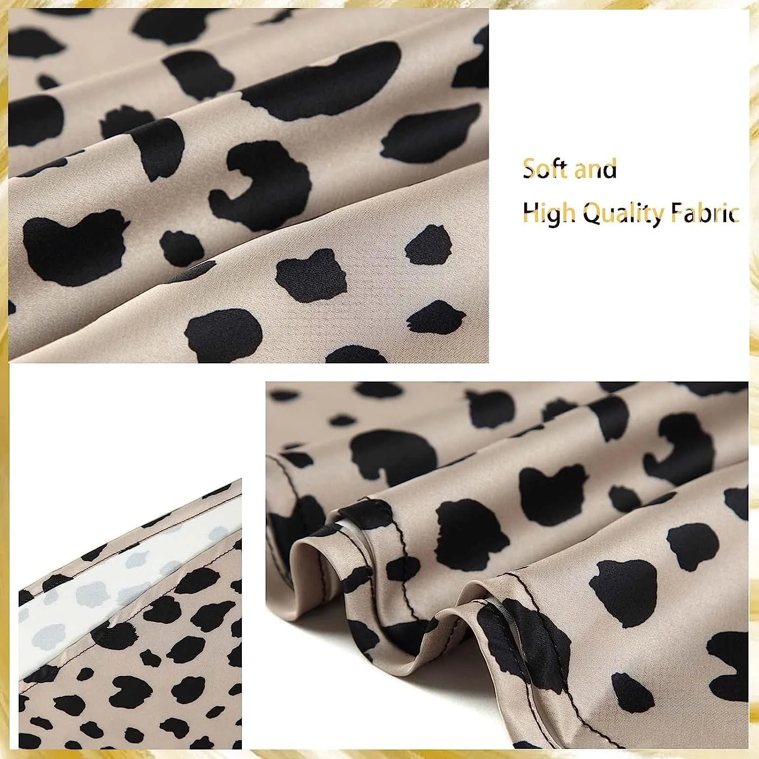 Womens Leopard Print Skirt Trendy Summer Midi Long Length Silk Satin High Waist Elastic Skirts