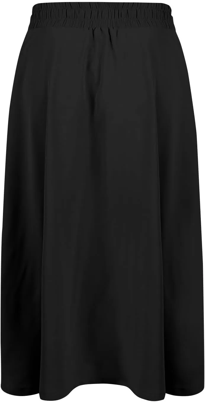 Women's Midi Skirt Summer Drawstring High Waisted Knee Length Skirts Pleated A-Line Cute Tropical Skirt with Pockets