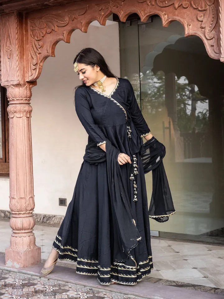 Women'S Navy Blue Embroidered Lehenga Dupatta Set