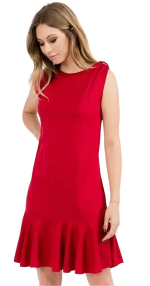 WOMENS Sleeveless shift style dress with ruffle bottom
