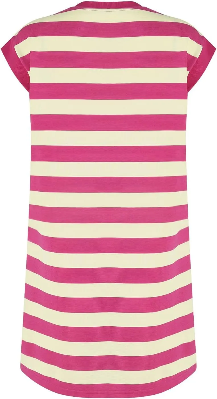 Womens Striped Summer Dresses 2024 Crewneck Patchwork Casual Loose Color Block Tshirt Dress with Pockets