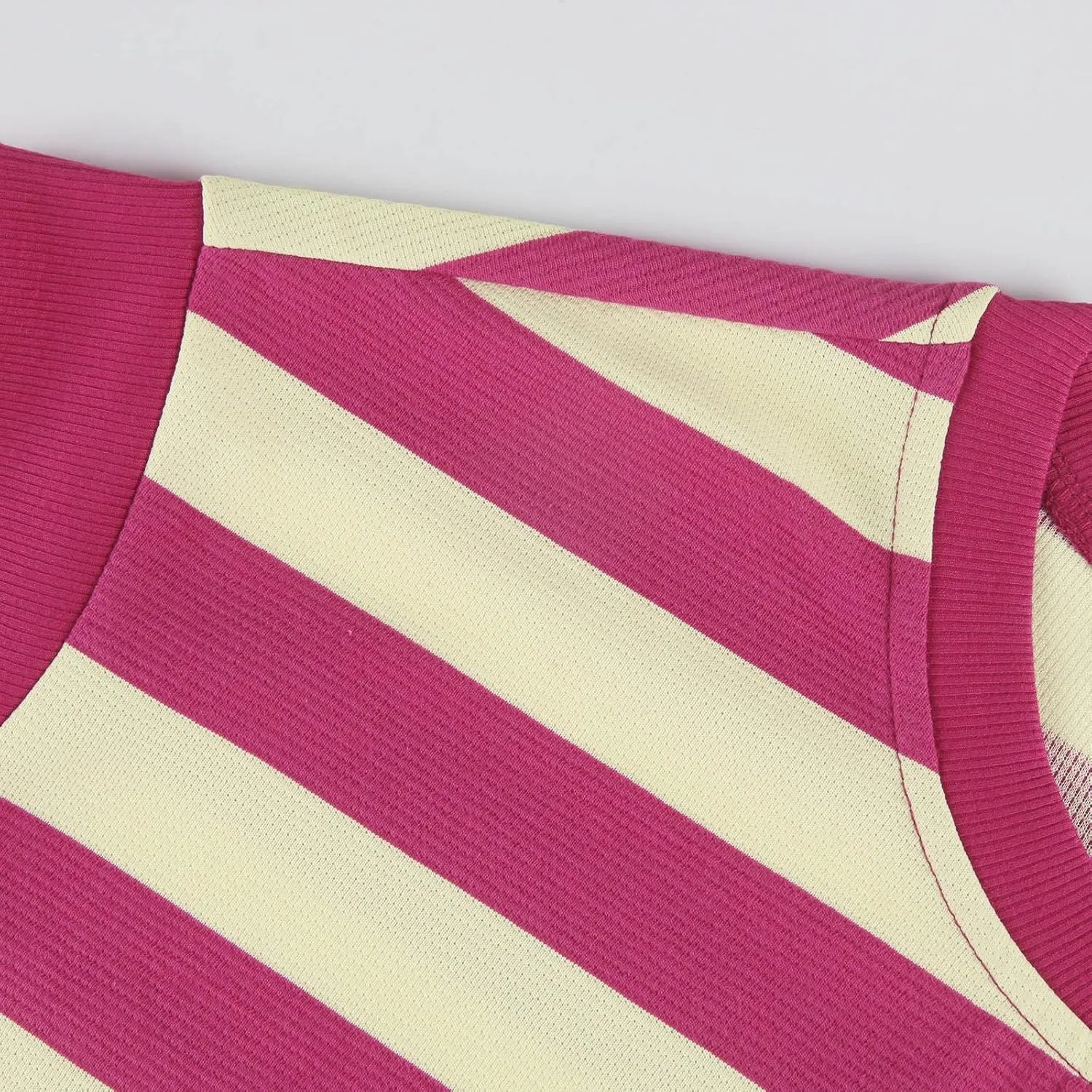 Womens Striped Summer Dresses 2024 Crewneck Patchwork Casual Loose Color Block Tshirt Dress with Pockets