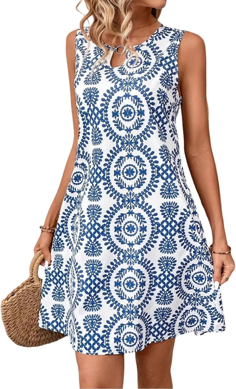 Women's Summer Dress 2025 Sleeveless Floral Boho Sundress Casual Beach Vacation Mini Dresses