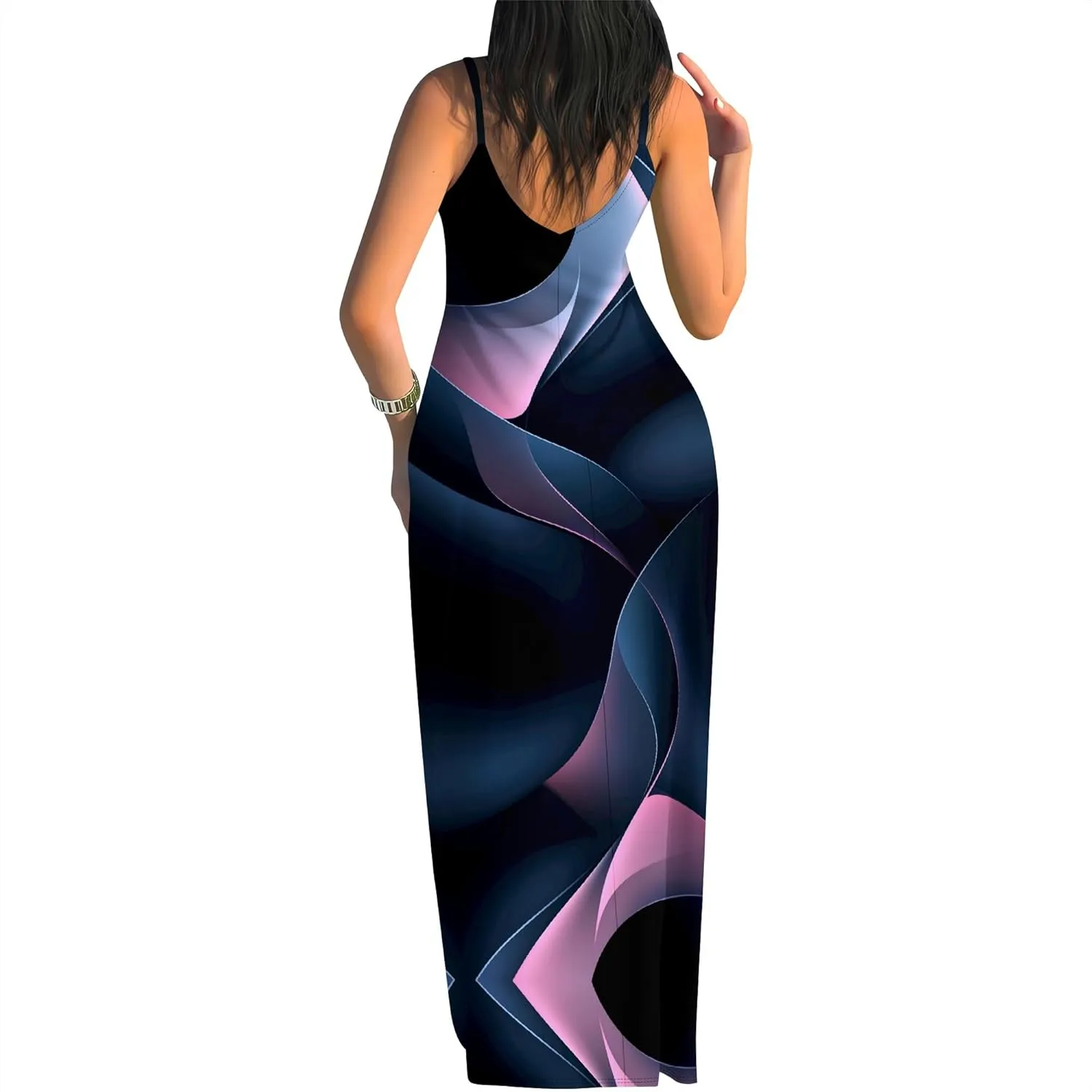 Women's Summer Maxi Dress Long Dress Casual Boho Slip Sexy Slim Sleeveless Spaghetti Strap Tiered Beach Sun Dresses