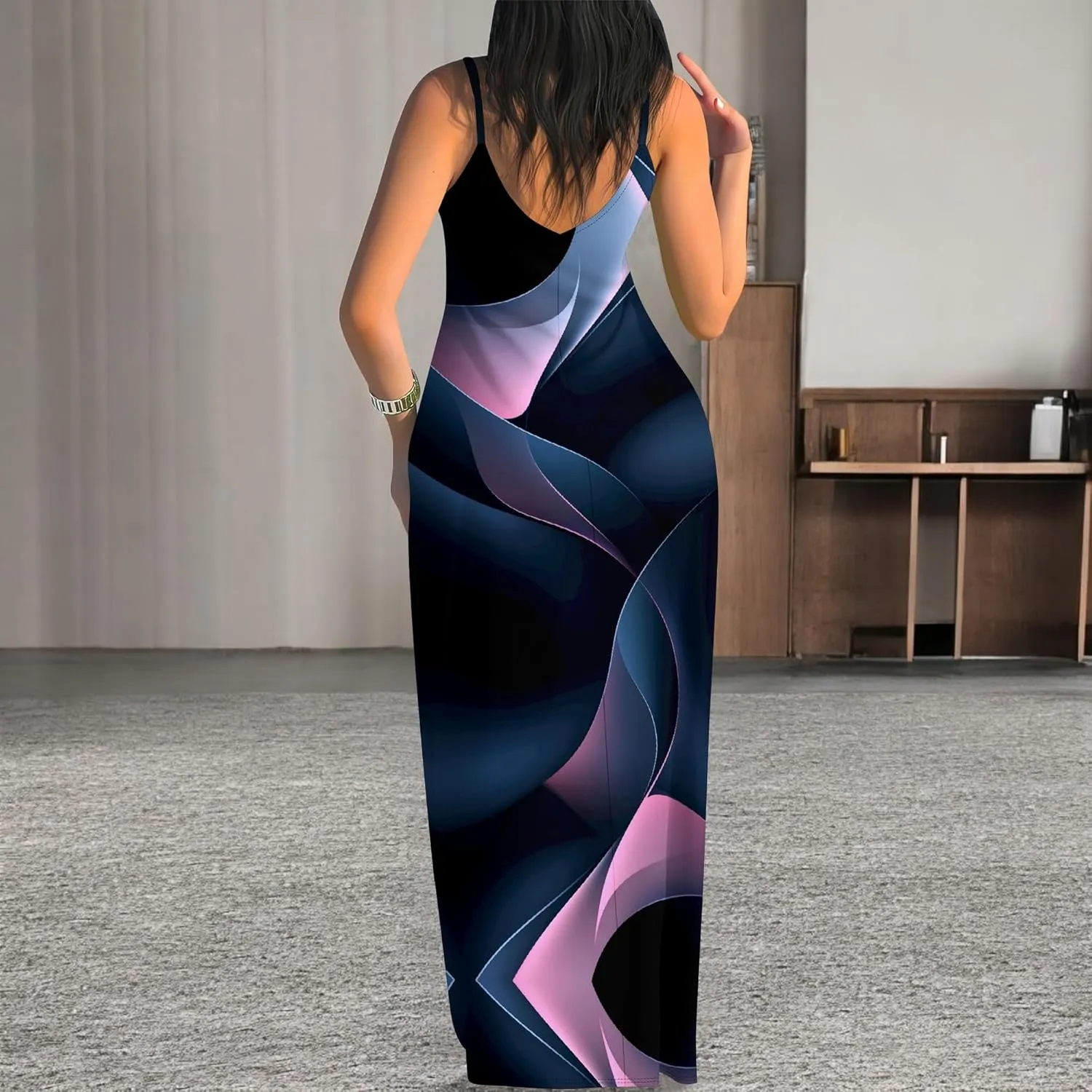 Women's Summer Maxi Dress Long Dress Casual Boho Slip Sexy Slim Sleeveless Spaghetti Strap Tiered Beach Sun Dresses