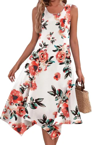 Womens Summer Maxi Dress Spaghetti Strap Casual Printed Dress Boho Floral Beach Sundress