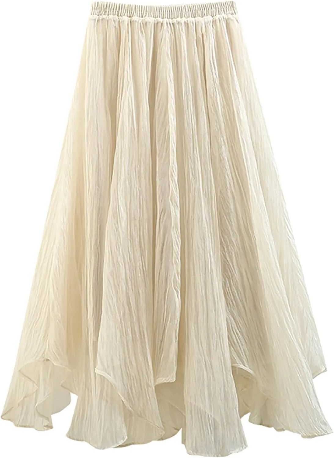 Womens Tulle Skirt Elastic High Waist Pleated A-line Fairy Skirt Layered Mesh Flowy Tutu Skirts