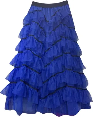Women's Tulle Skirts Maxi Elastic Waist Cake Layered Ruffles Mesh Long Tiered Skirt Flowy A-Line Party Tutu Skirts